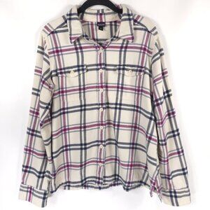 Patagonia ORGANIC COTTON Flannel Long Sleeve Shirt Fjord‎ Windowpane Size 10